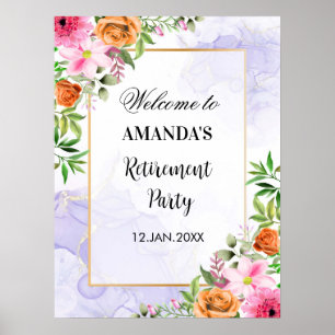 Póster Signo de bienvenida del Fiesta de retiro de flores