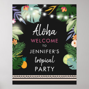 Póster Signo de bienvenida del Fiesta hawaiano Tropical A