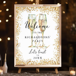 Póster Signo de bienvenida del Fiesta purpurina