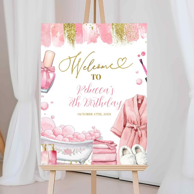 Póster Signo de bienvenida del Fiesta Spa Chica rosa y do (Subido por el creador)