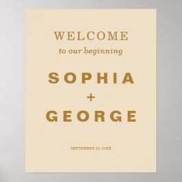 Póster Signo de bienvenida del moderno Boda Boho Jewel Ea