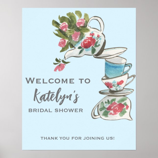 Póster Signo de bienvenida del té de novia caprichoso (Frente)