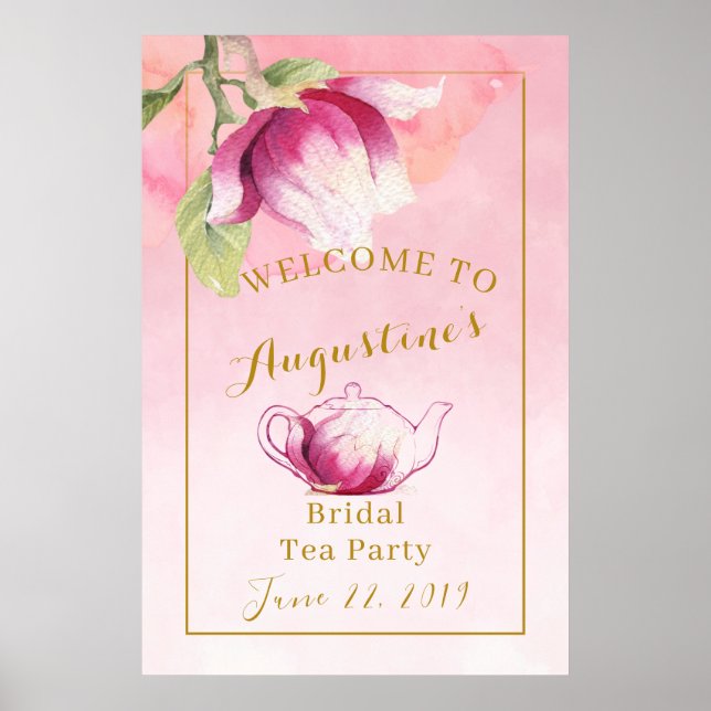 Póster Signo de bienvenida del té de novia de la Magnolia (Frente)