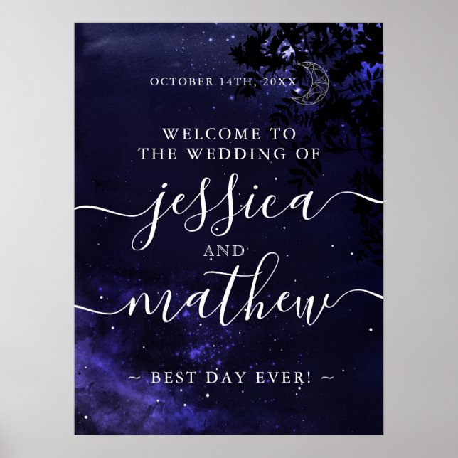 Póster Signo de bienvenida del tema Boda celeste 18x24 (Frente)