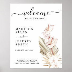 Póster Signo de bienvenida desenchufado de Boda tropical