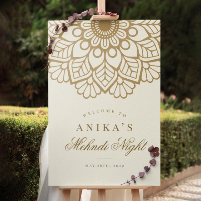 Póster Signo de bienvenida dorado de Mandala Indian Mehnd (Subido por el creador)