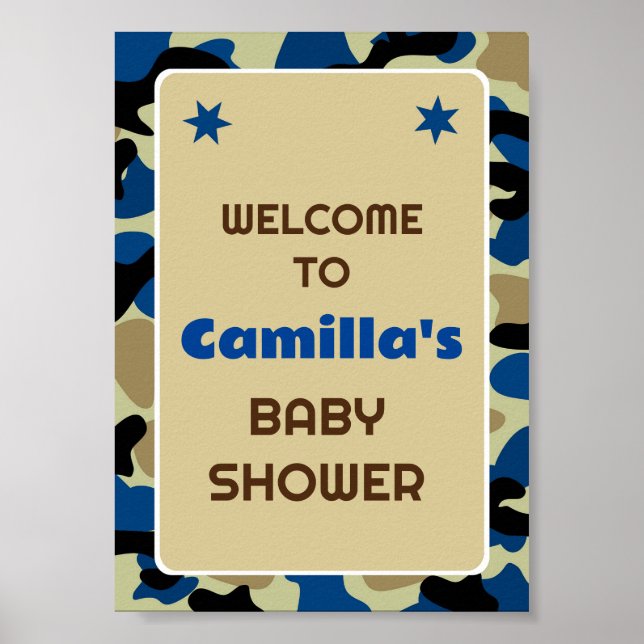 Póster Signo de bienvenida editable del Fiesta de Camo Az (Frente)