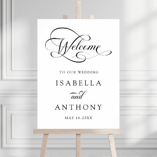 Póster Signo de bienvenida elegante Boda de caligrafía rá