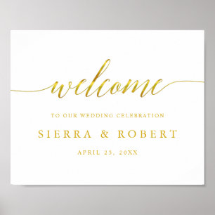 Póster Signo de bienvenida elegante de boda con guión fal