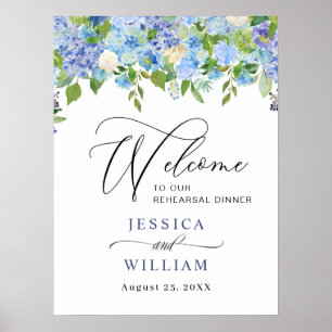 Póster Signo de bienvenida elegante de Hydrangea REHEARSA