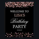 Póster Signo de bienvenida elegante Rosa Gold Birthday<br><div class="desc">Signo de bienvenida elegante Rosa Gold Birthday</div>
