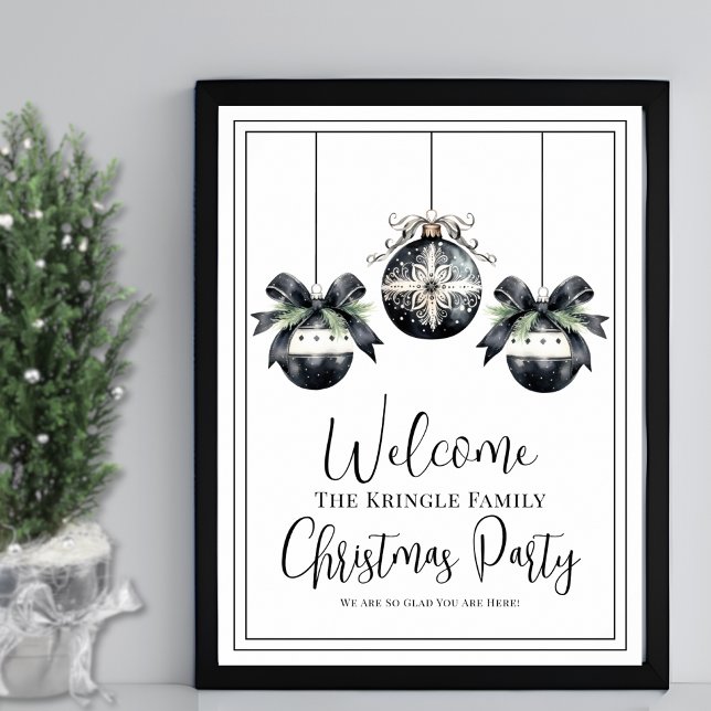 Póster Signo de bienvenida Fiesta de Navidades de inviern (Simple Winter Christmas Party Welcome Sign)