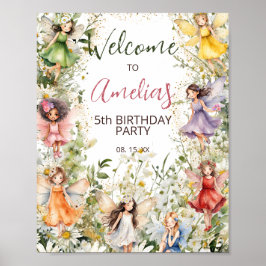 Póster Signo de bienvenida Fiesta Floral Cute Fairies