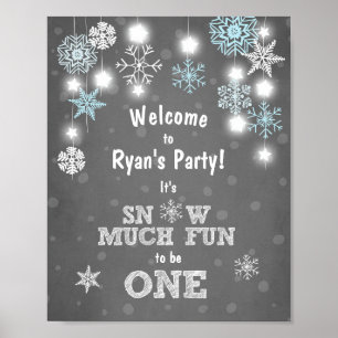 Póster Signo de bienvenida Flechas de nieve azul Nieve mu