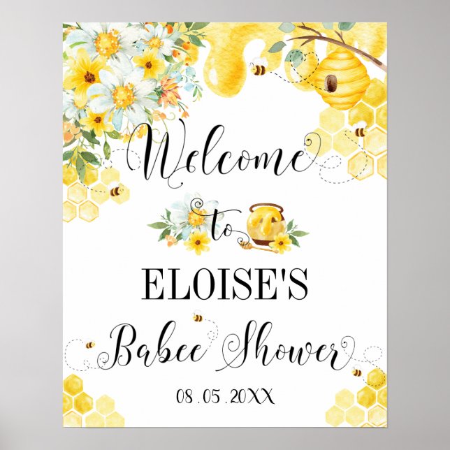 Póster Signo de bienvenida floral de Cute Honey Beds (Frente)