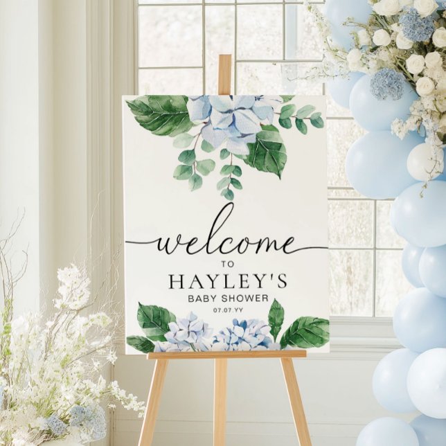 Póster Signo de bienvenida floral de Hydrangea azul Poste (Subido por el creador)