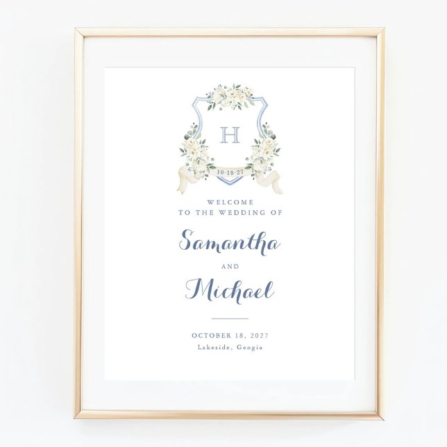 Póster Signo de bienvenida Floral Elegante Escudo azul tu (Subido por el creador)