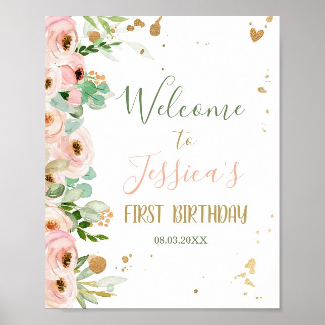 Póster Signo de bienvenida floral Miss Maravilloso Chica  (Frente)