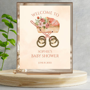 Póster Signo de bienvenida floral para bebé