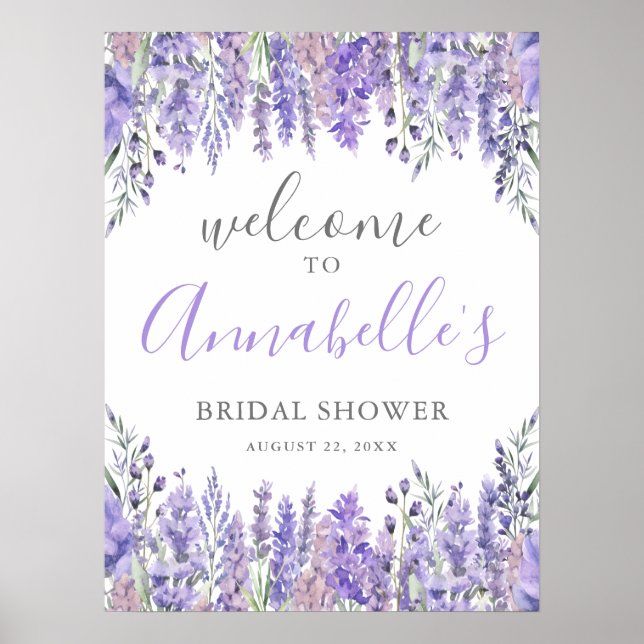 Póster Signo de bienvenida Floral Purple Bridal Briower (Frente)