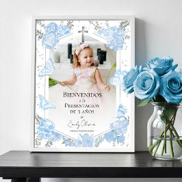 Póster Signo de bienvenida fotográfica de 3 años Butterfl