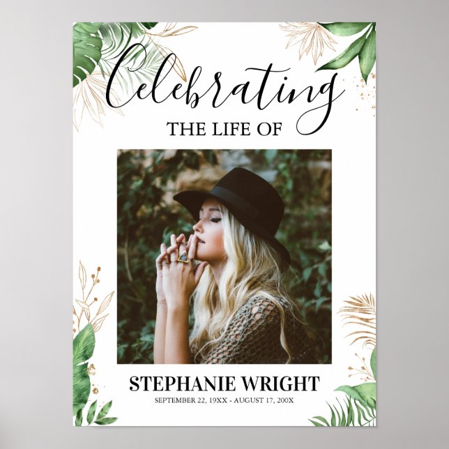 Póster Signo de bienvenida funeral botánico Celebración d (Frente)