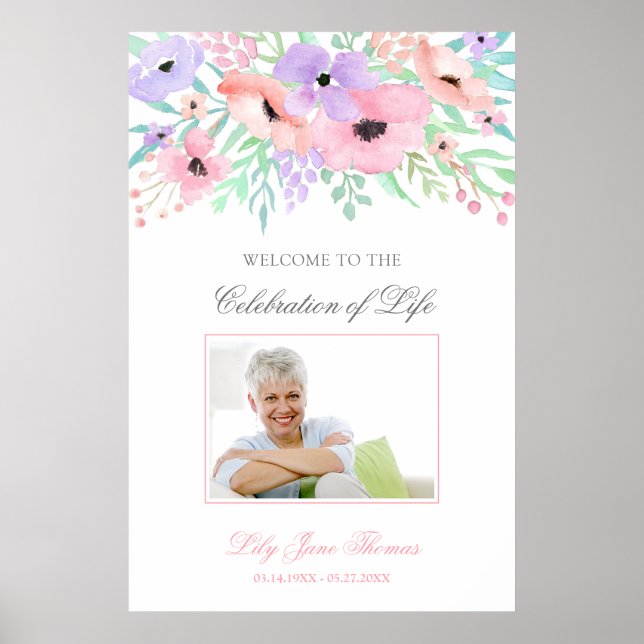 Póster Signo de bienvenida funeral de la flor acuática -  (Frente)