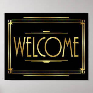 Póster Signo de bienvenida Gatsby Art Deco