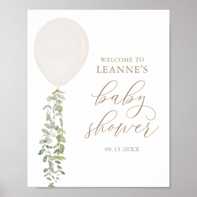 Póster Signo de bienvenida Globo blanco Eucalyptus Baby S (Frente)