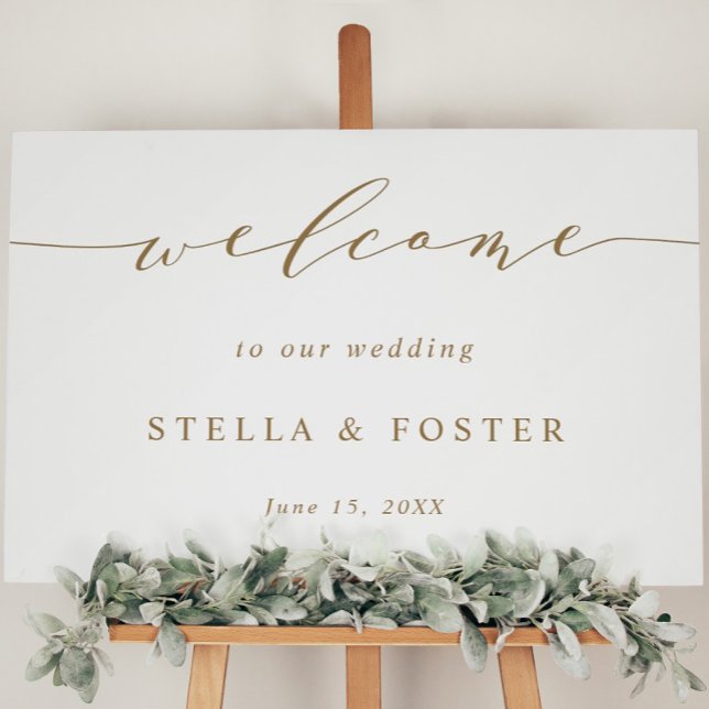 Póster Signo de bienvenida Gold Simple y Moderno Boda (Subido por el creador)