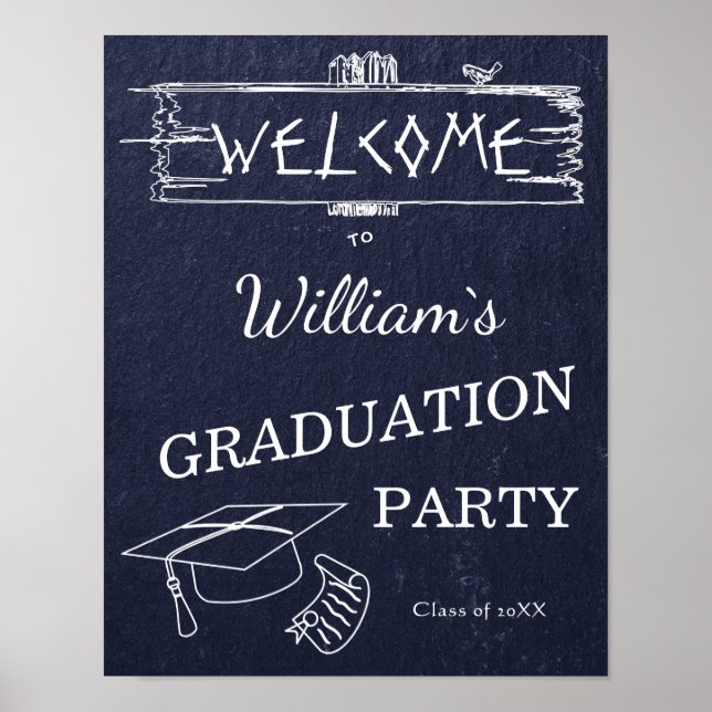 Póster Signo de bienvenida | Graduación simple de Piedra  (Frente)