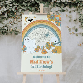 Póster Signo de bienvenida Groovy Spooky Halloween