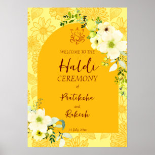 Póster Signo de bienvenida Haldi para la marcha de las fl