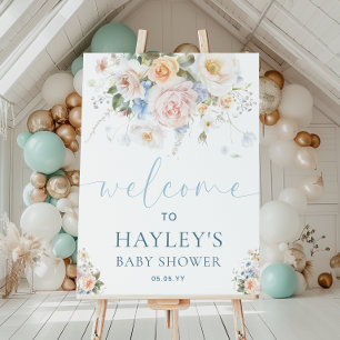 Póster Signo de bienvenida Hargrove Blue Floral Baby Show