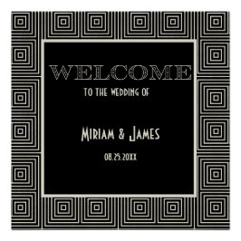 Póster Signo de bienvenida inspirado en el Art Decó en bl