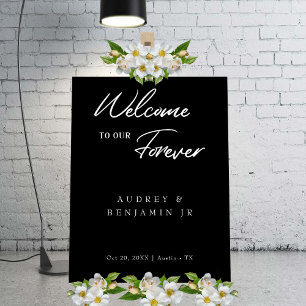 Póster Signo de bienvenida Minimalista de Boda negro cont
