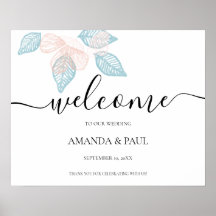 Signo de bienvenida mínimo de Boda floral