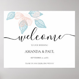 Póster Signo de bienvenida mínimo de Boda floral