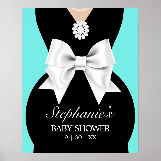 Póster Signo de bienvenida moderno Aqua Tiffany Baby Show (Frente)