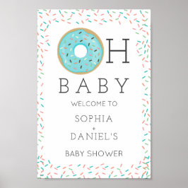 Póster Signo de bienvenida moderno de Donut Baby Shower