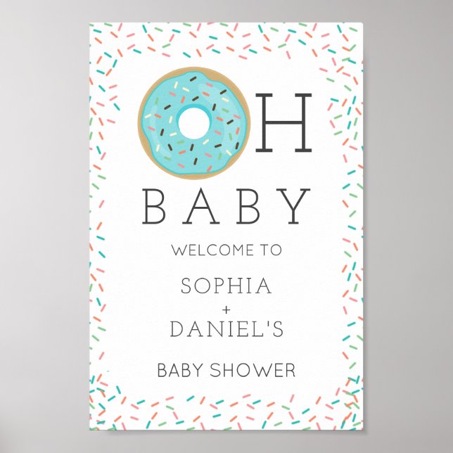 Póster Signo de bienvenida moderno de Donut Baby Shower (Frente)