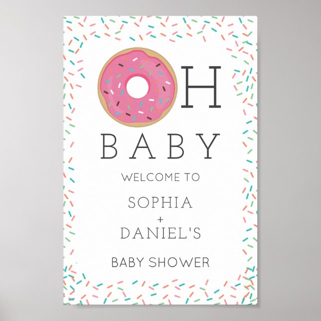 Póster Signo de bienvenida moderno de Donut Baby Shower (Frente)