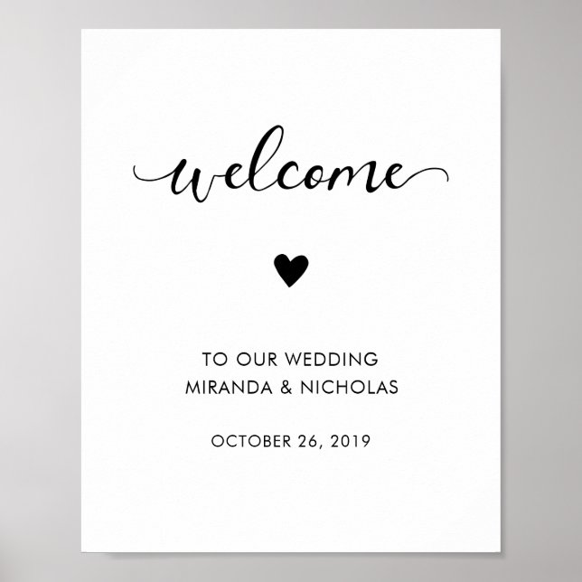 Póster Signo de bienvenida monocromo boda | POSTER BODA (Frente)