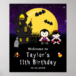 Póster Signo de bienvenida morada de los vampiros de Hall