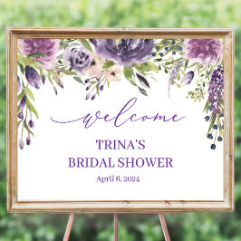 Póster Signo de bienvenida morado floral