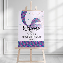 Signo de bienvenida morado y Verde azulado de cump