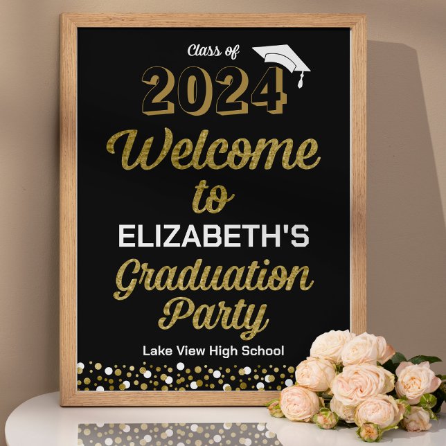 Póster Signo de bienvenida negro de Confetti Grad Gold Sc (Subido por el creador)