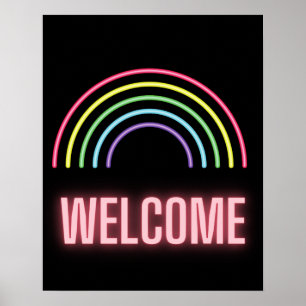 Póster Signo de bienvenida Neon Rainbow