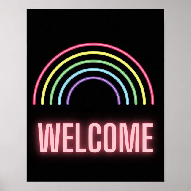 Póster Signo de bienvenida Neon Rainbow (Frente)