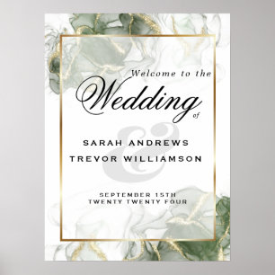 Póster Signo de bienvenida Oro sabio negro Tinta verde